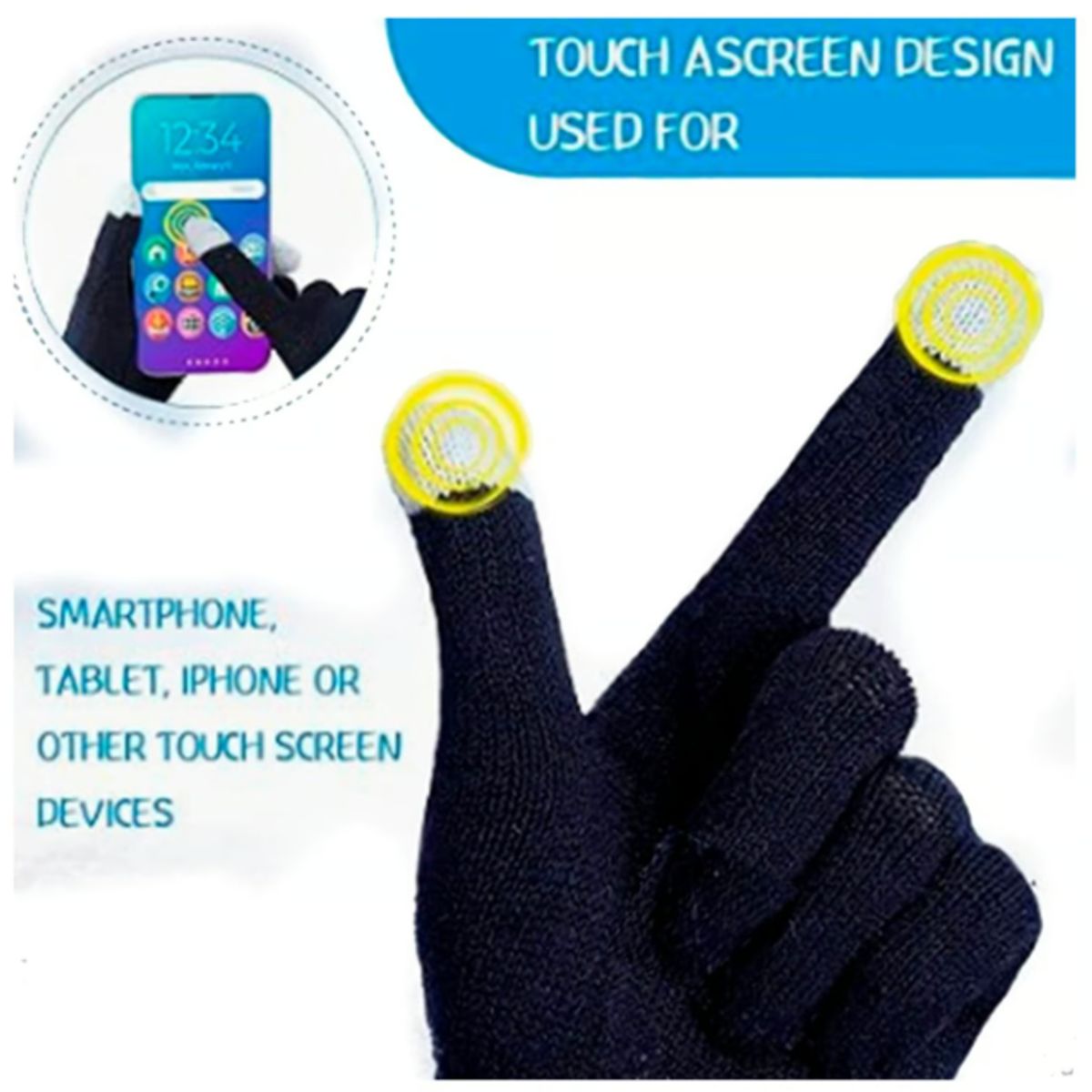 GENERICO - Guantes Lana Touch Táctiles Smartphone y Tablet Colores
