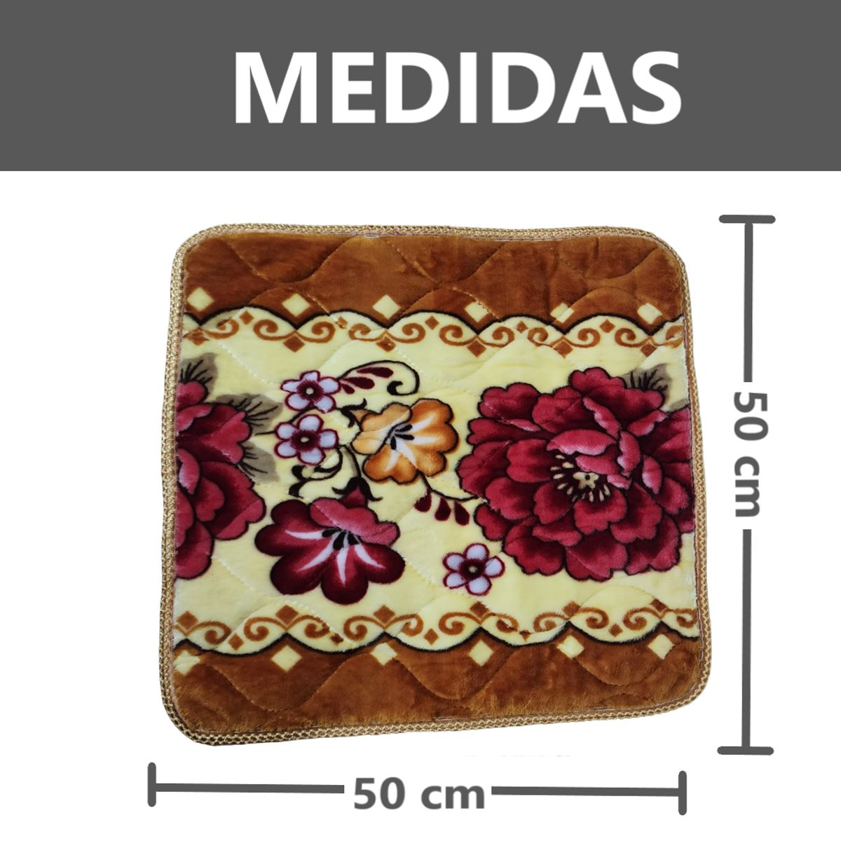 GENERICO - Pack 2 Alfombras de flores Piso de felpa de 50x50cm - Dorado