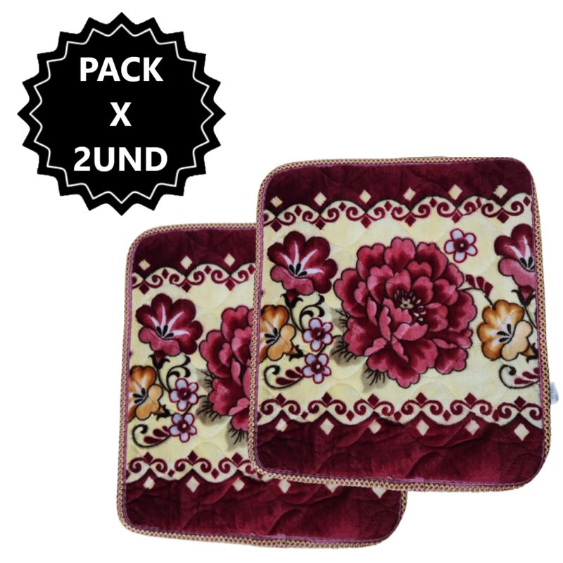 GENERICO - Pack x2 Alfombras Piso de flores de 50x50cm - Rojo