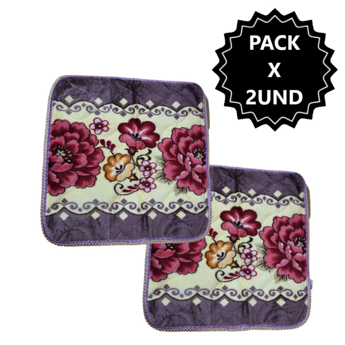 GENERICO - Pack x2 Alfombras Piso de flores de 50x50cm - Morado