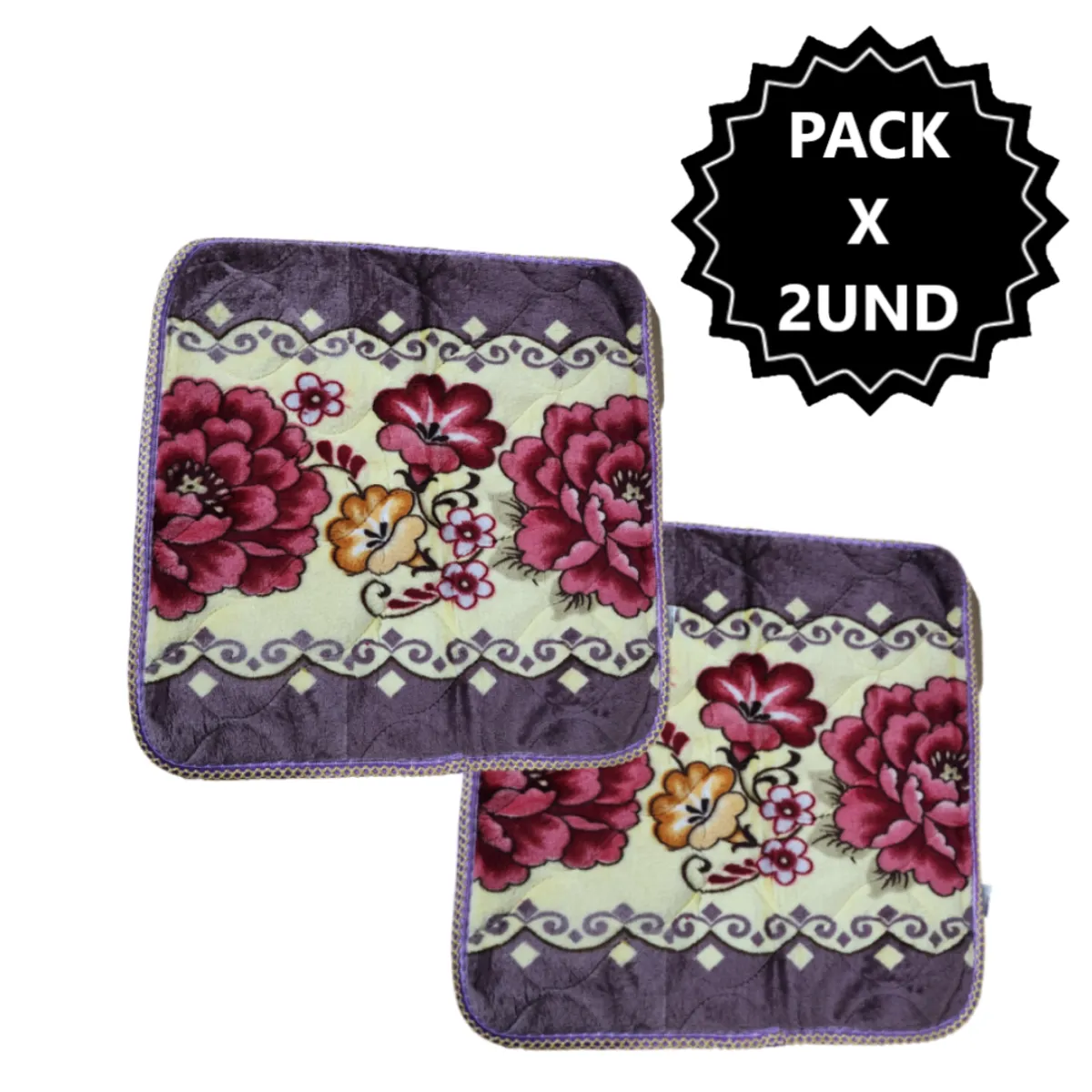 GENERICO - Pack x2 Alfombras Piso de flores de 50x50cm - Morado