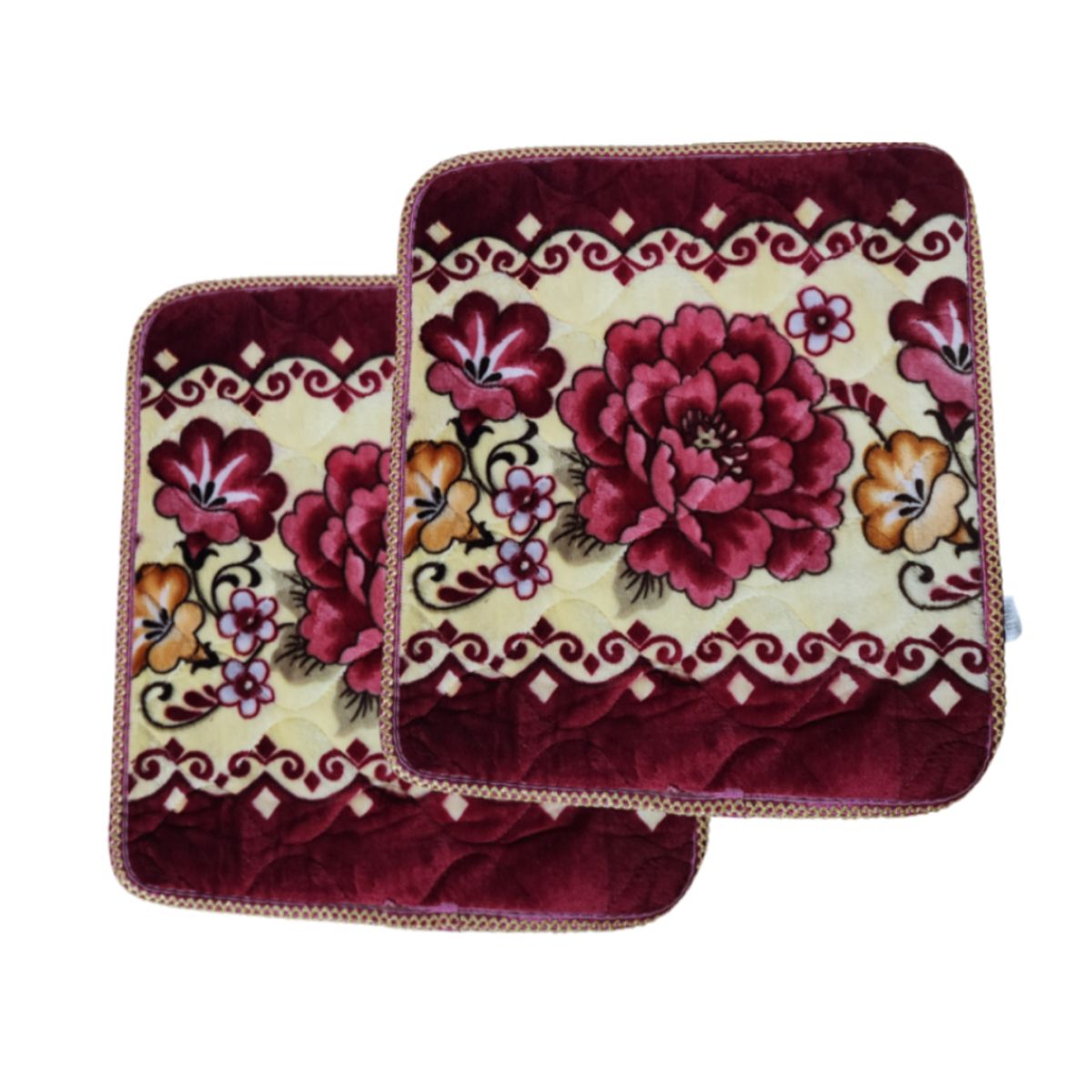 GENERICO - Pack 2 Alfombras de flores de 50x50cm - Rojo