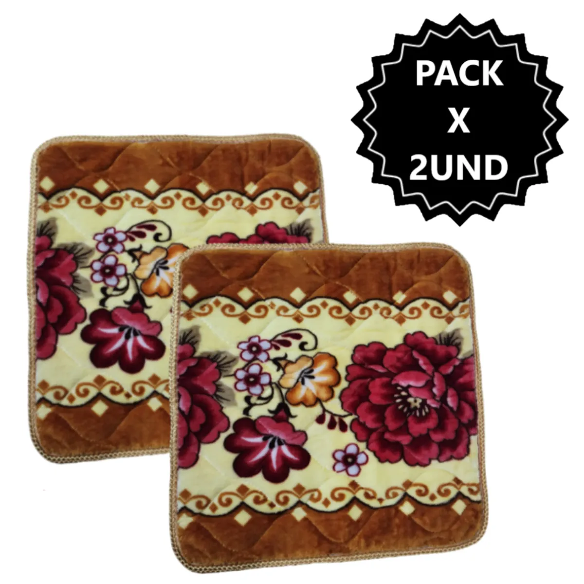 GENERICO - Pack 2 Alfombras de flores Piso Cuadrado de 50x50cm - DORADO