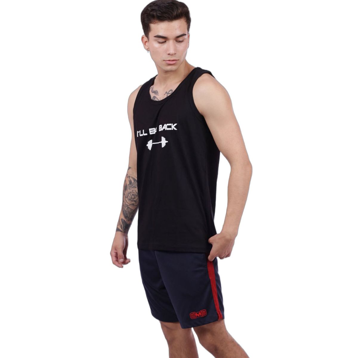 M MUSCLE MUSEUM - Bividi Deportivo Color Negro Ill Be Back para Hombre