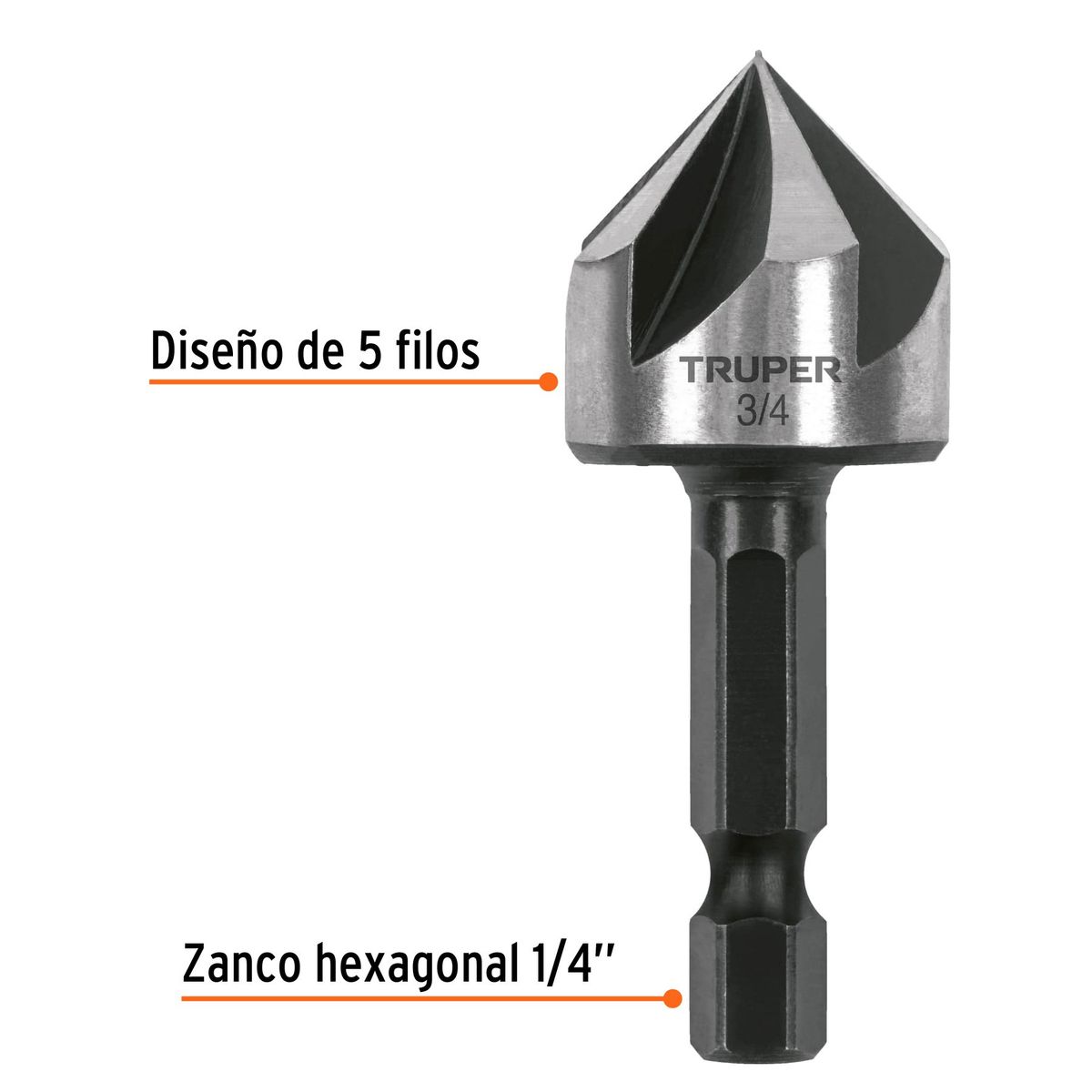 TRUPER - Broca 3/4" Avellanadora para Fierro Metal HSS 102382 Truper