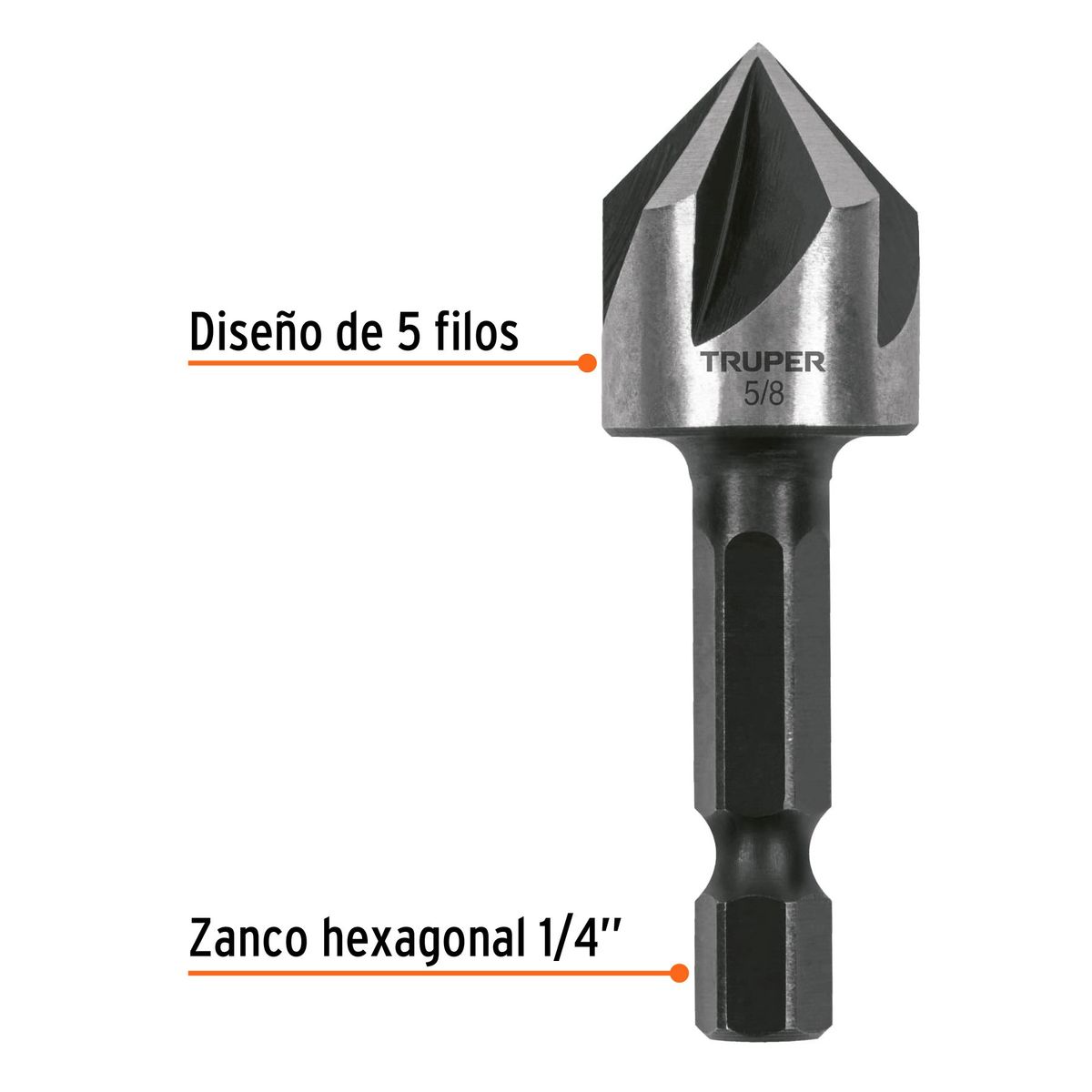 TRUPER - Broca 5/8" Avellanadora para Fierro Metal HSS 102381 Truper