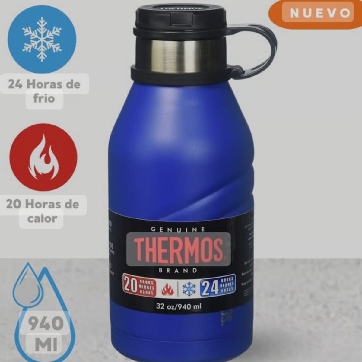 THERMOS - THERMO 940ML DE ACERO ELEMENT AZUL. 24 HORAS