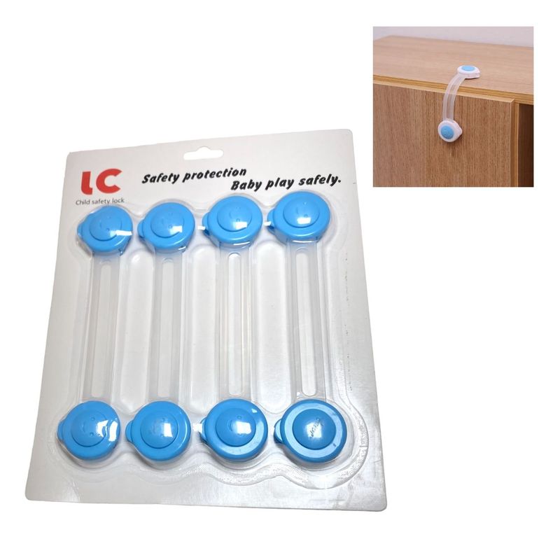 GENERICO - Seguro Cajonero Pack x 4 Unds Celeste