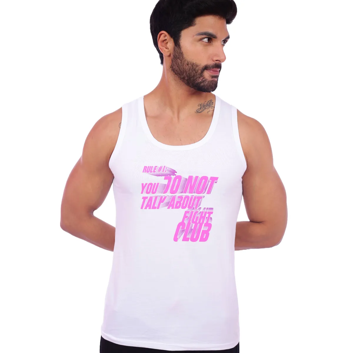 M MUSCLE MUSEUM - Bividi Deportivo Color Blanco Fight Club para Hombre