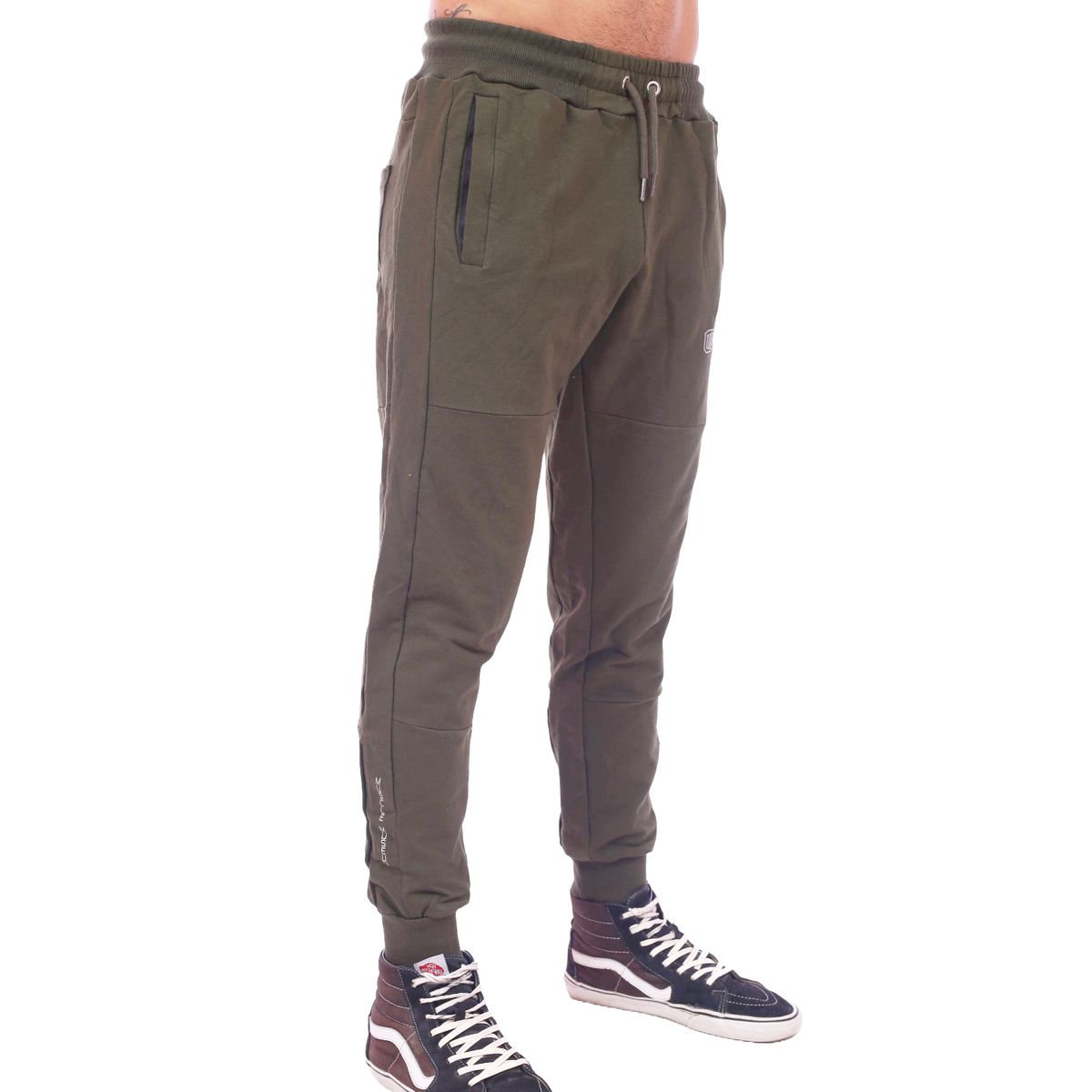 M MUSCLE MUSEUM - Jogger Deportivo Color Verde Militar Bolsillos con Cierre para Hombre