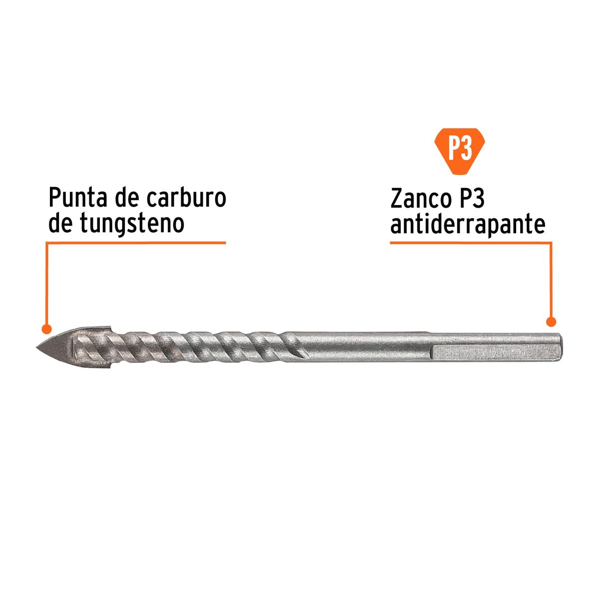 Truper - Broca 5/16" para Vidrio y Mayólica Cuerpo Espiral 101828 Truper
