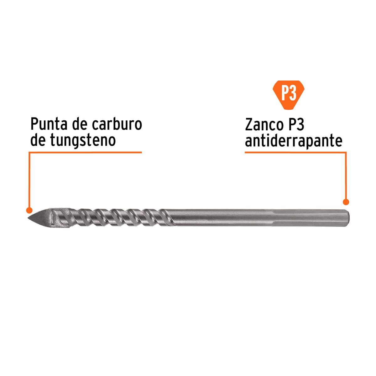 Truper - Broca 1/4" para Vidrio y Mayolica Cuerpo Espiral 101827 Truper