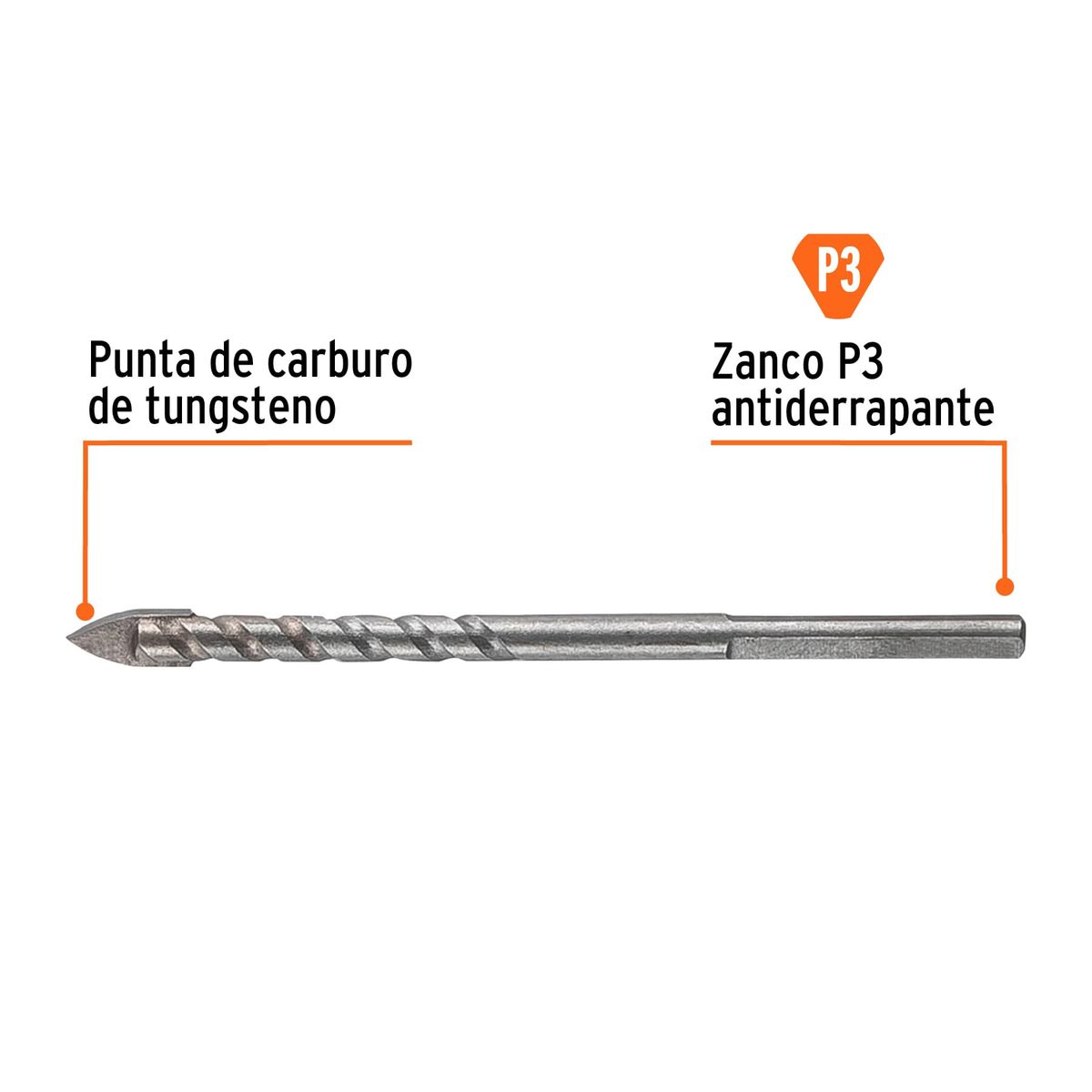 TRUPER - Broca 3/16" para Vidrio y Mayólica Cuerpo Espiral 101826 Truper