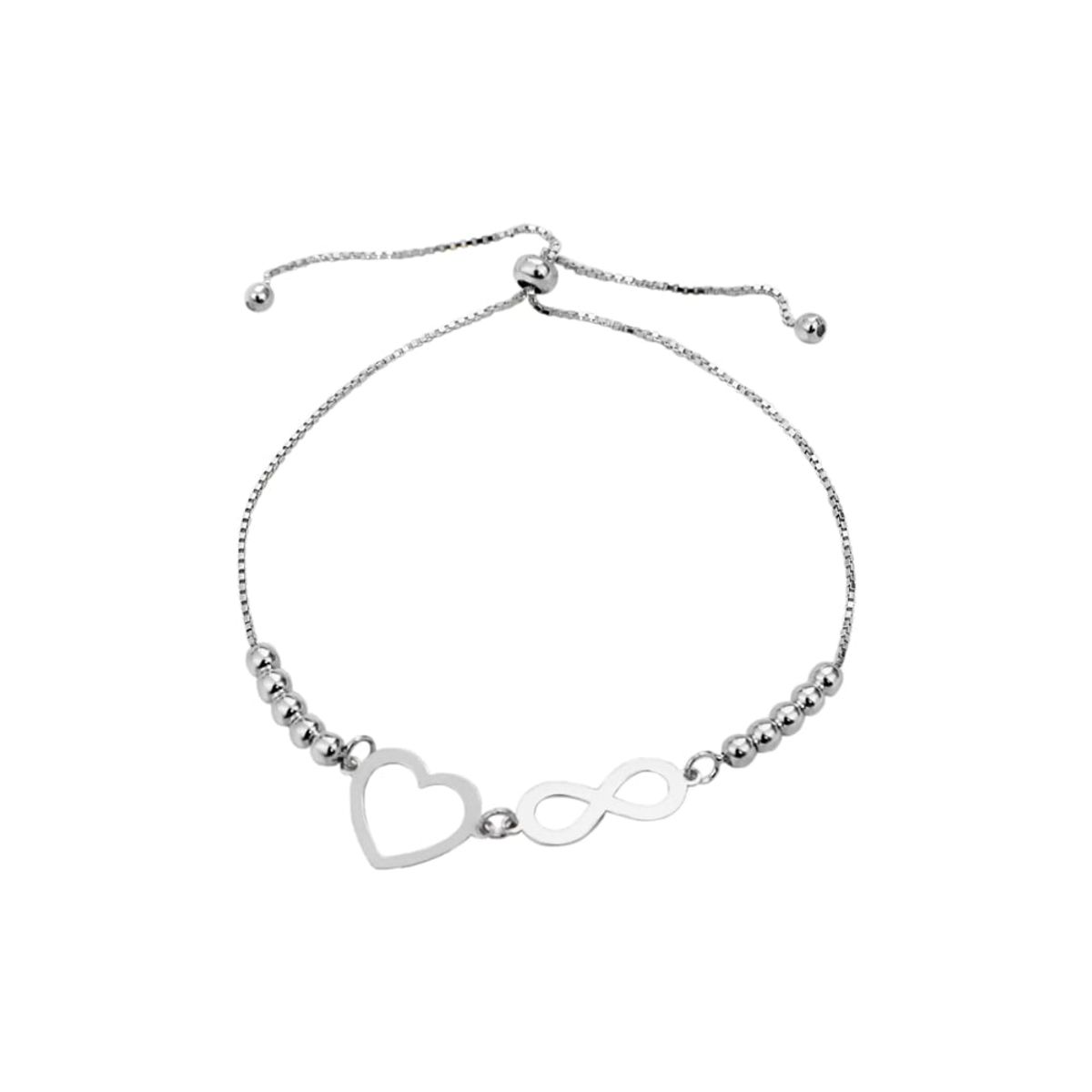CLEO JOYAS & ACCESORIOS - Pulsera Regulable Corazón Infinito Plata