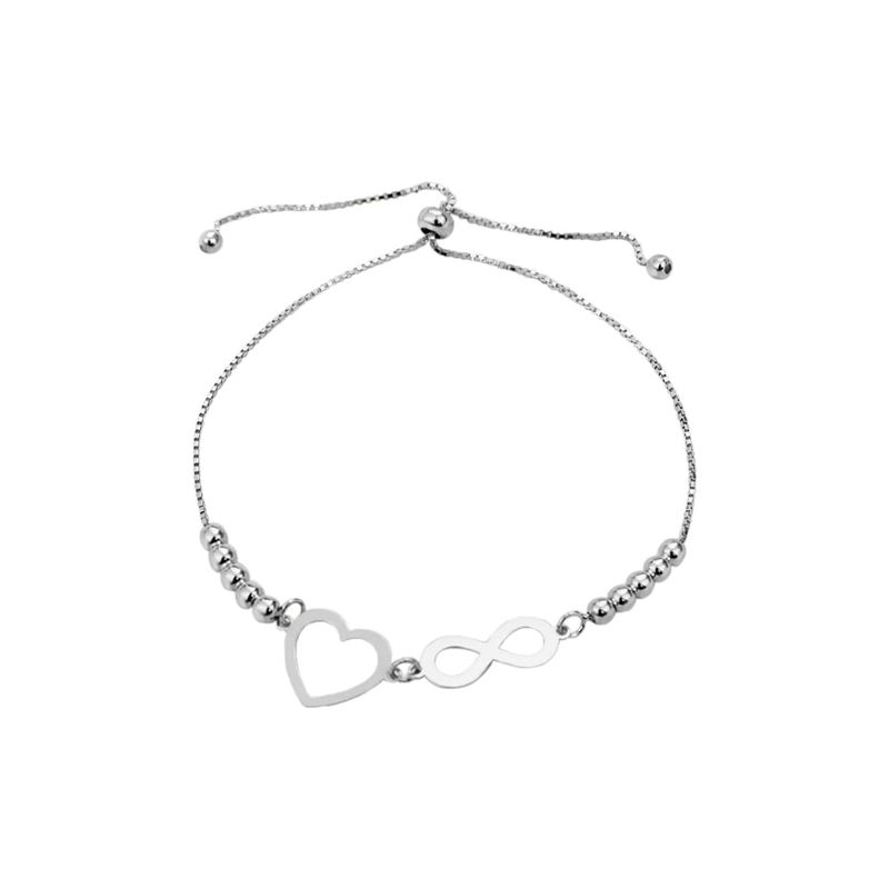 CLEO JOYAS & ACCESORIOS - Pulsera Regulable Corazón Infinito Plata