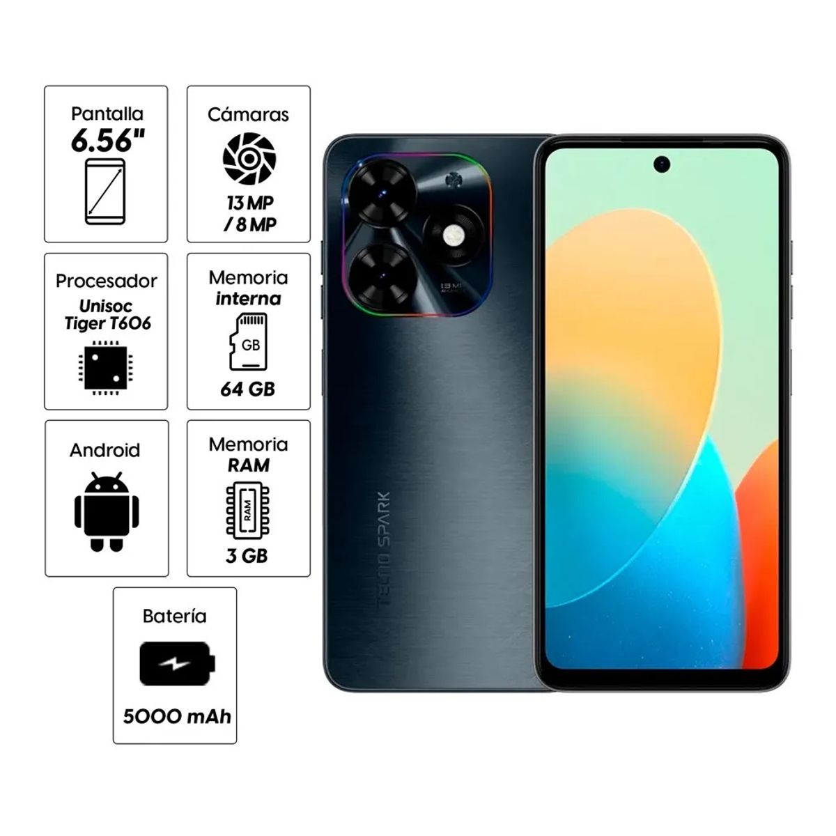 TECNO MOBILE - Tecno Spark Go 2024 64GB ROM+6GB RAM*(3GB+3GB Extended) / COLOR: GRAVITY BLACK