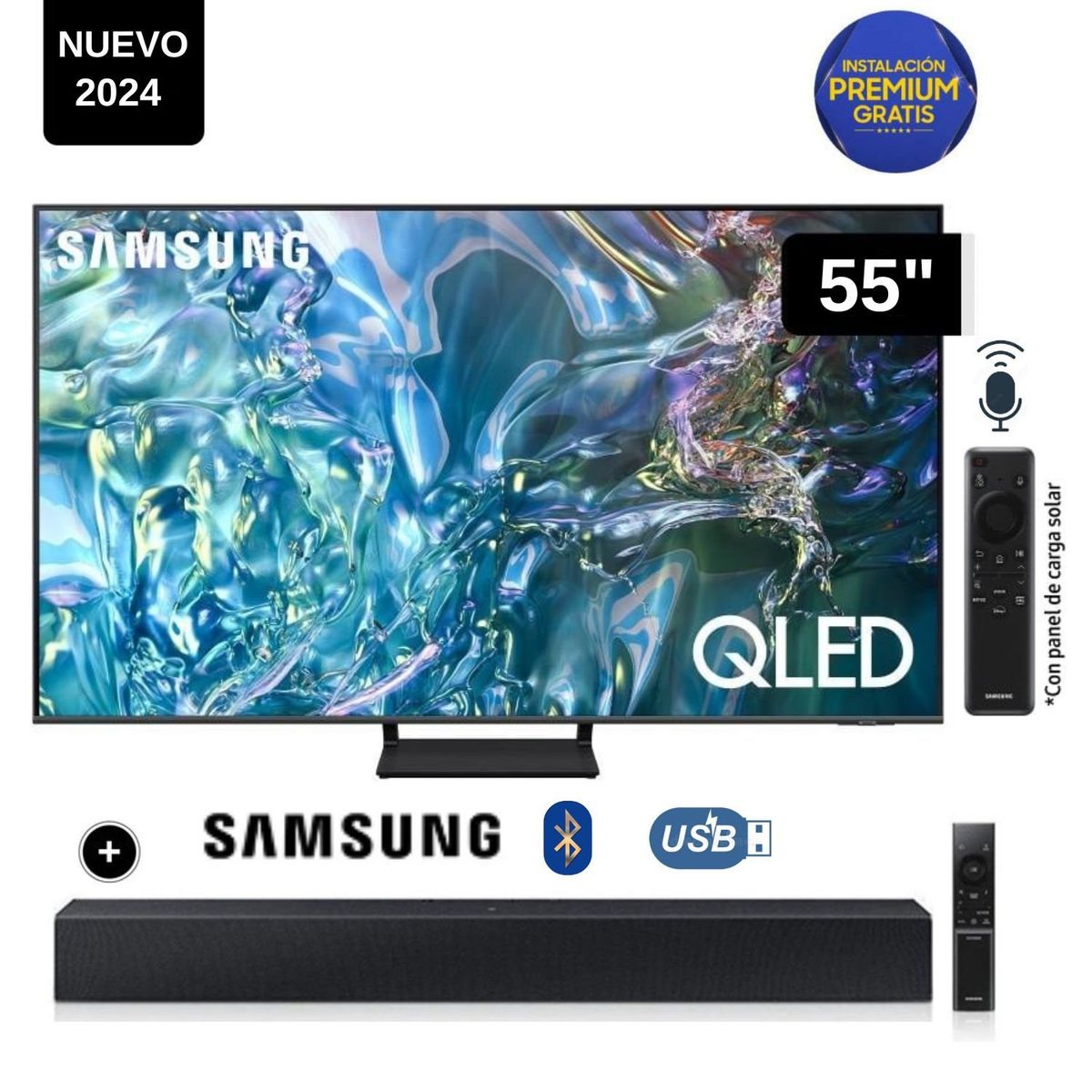 SAMSUNG - Televisor Samsung QLED Tizen OS Smart Tv 55 4K QN55Q65DAGXPE + Soundbar HW C400