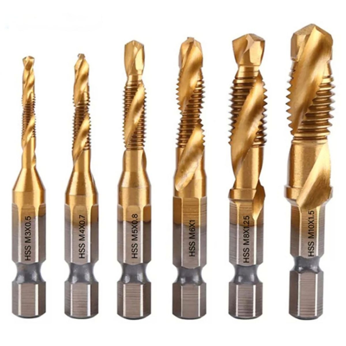 GENERICO - Set de 6 Brocas para hacer Roscas para Pernos en Metal y Madera