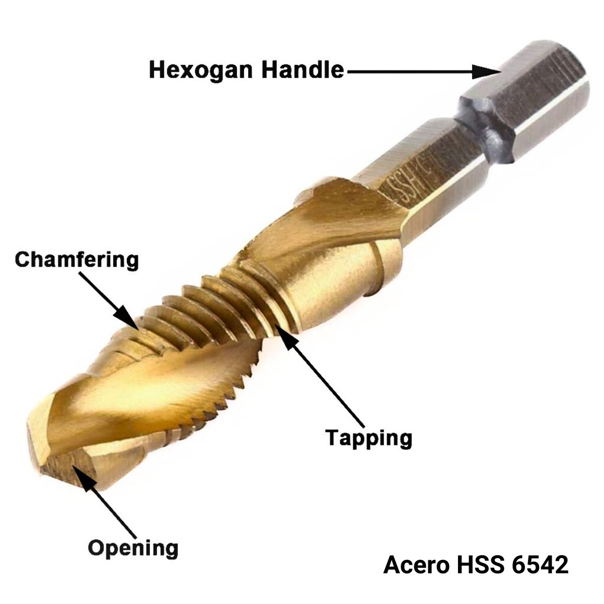 GENERICO - Set de 6 Brocas para hacer Roscas para Pernos en Metal y Madera