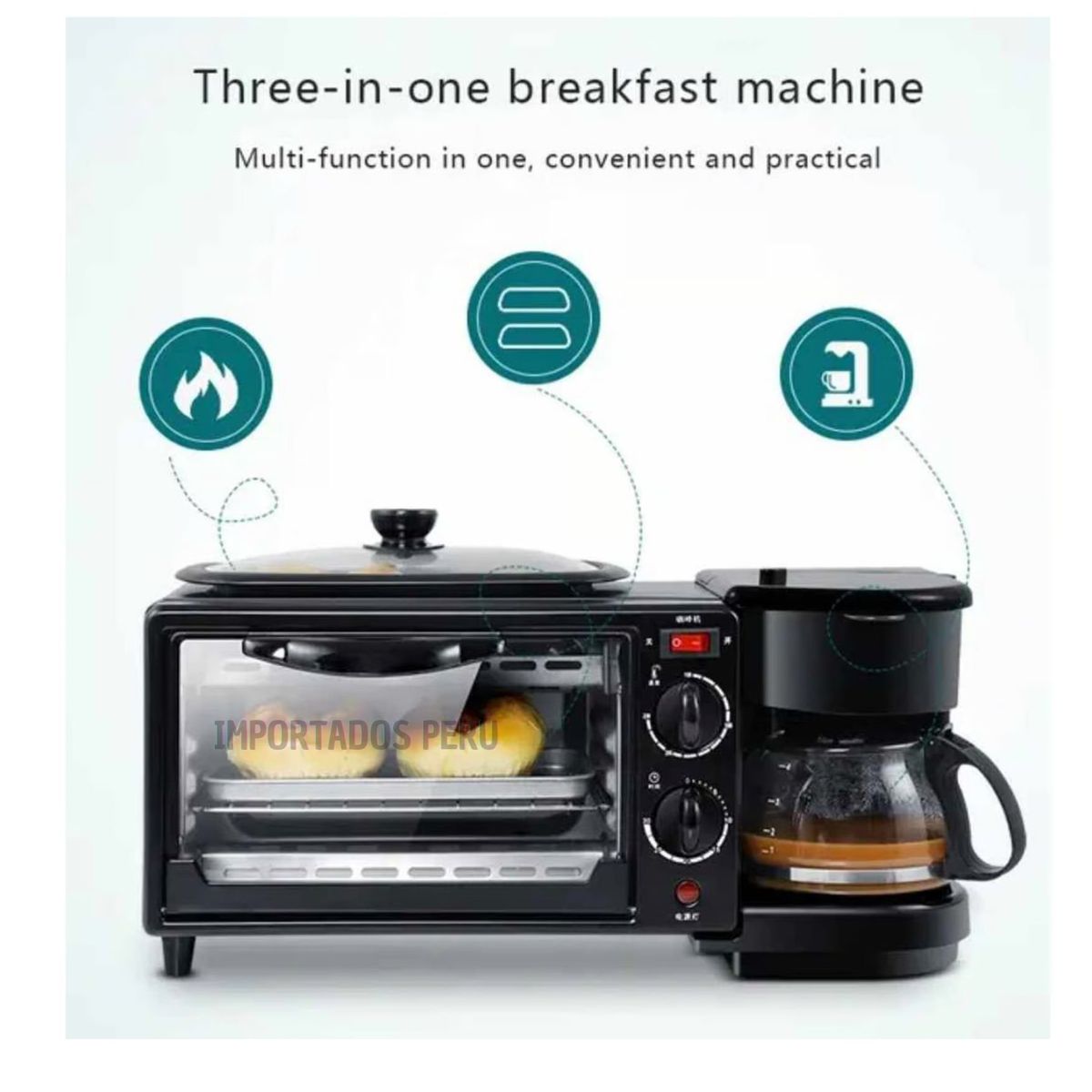 GENERICO - Horno de Estación Desayunero 3en1 Multifunción Original.