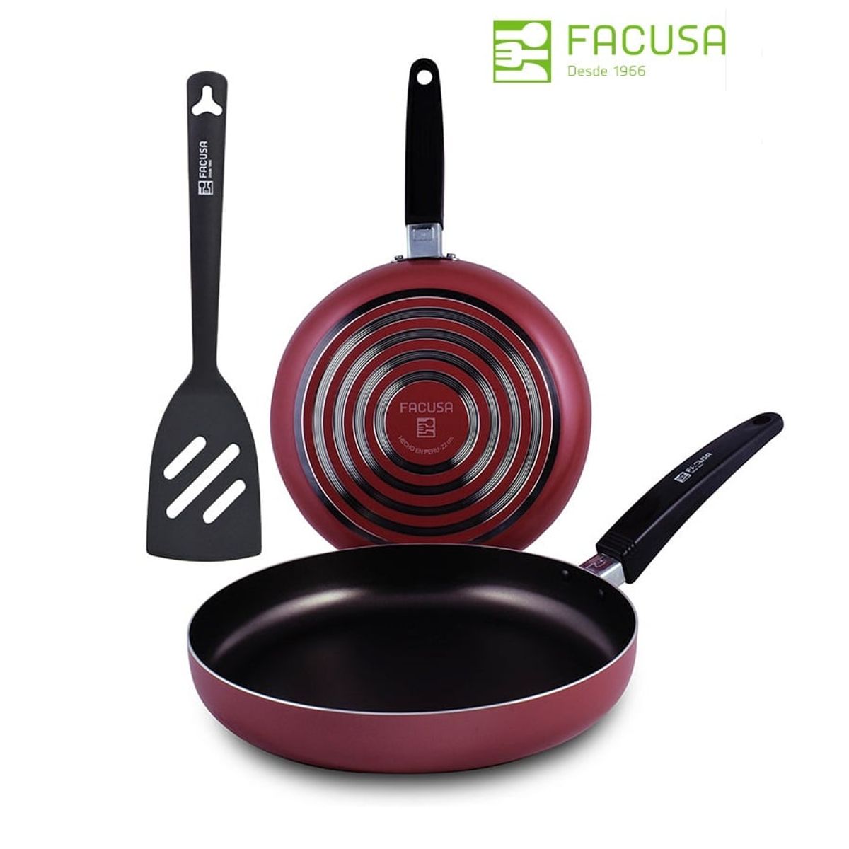 FACUSA - Set de Sartenes FACUSA  ROJO con espatula