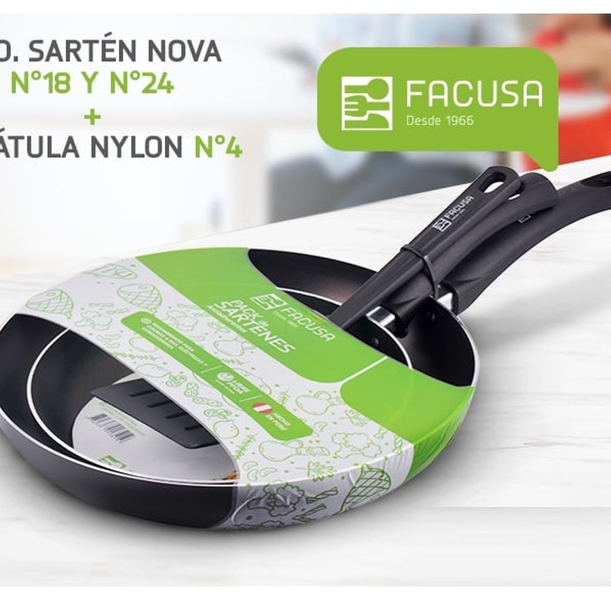 FACUSA - Set de Sartenes FACUSA  ROJO con espatula
