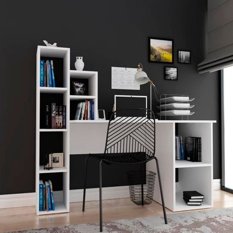 AMUEBLE - Escritorio de melamine con estante  alpesTiendas Amueble