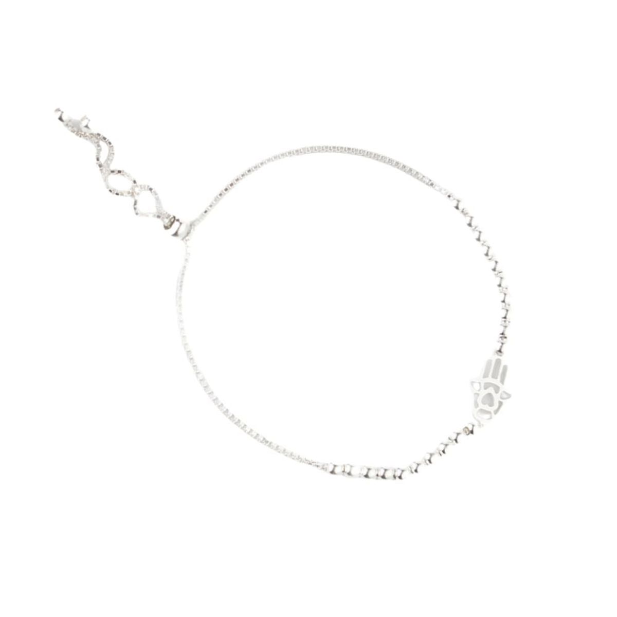 CLEO JOYAS & ACCESORIOS - Pulsera Regulable Mano de Fátima Plata