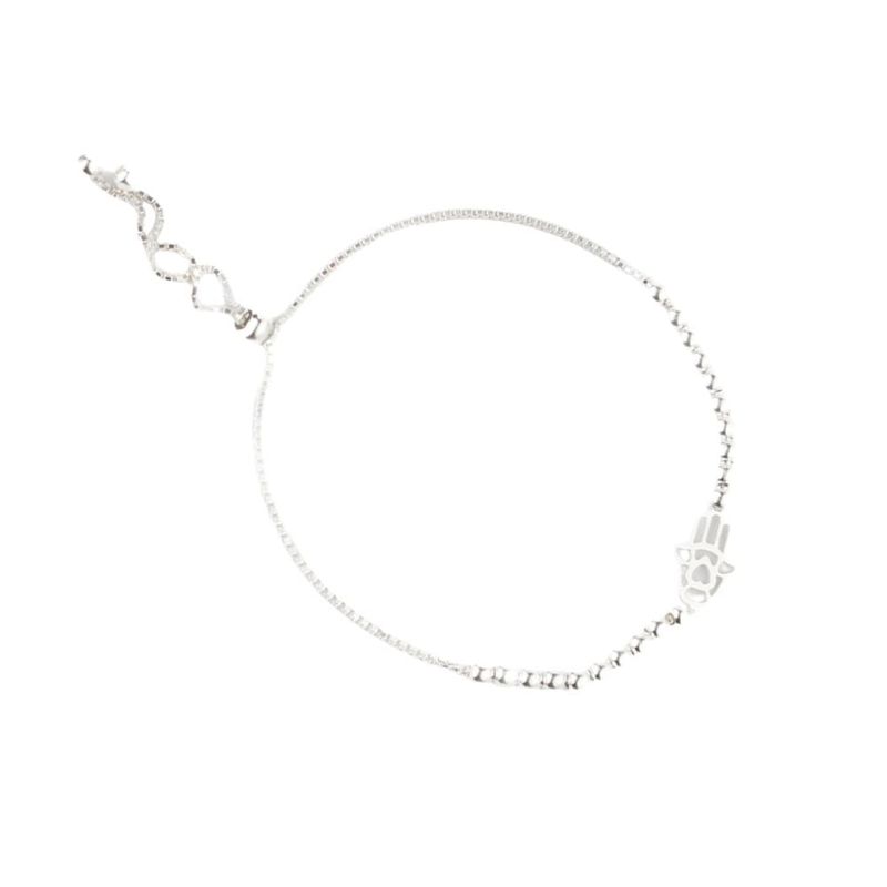 CLEO JOYAS & ACCESORIOS - Pulsera Regulable Mano de Fátima Plata