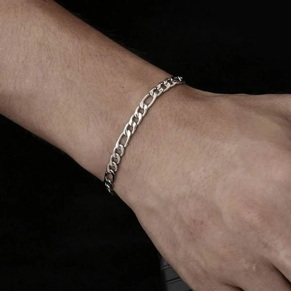 CLEO JOYAS & ACCESORIOS - Pulsera Figaro Acero Hombre