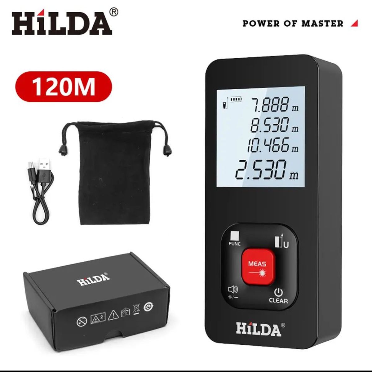 HILDA - MEDIDOR DE DISTANCIA  WINCHA  distanciometro HILDA RECARGABLE 120 M