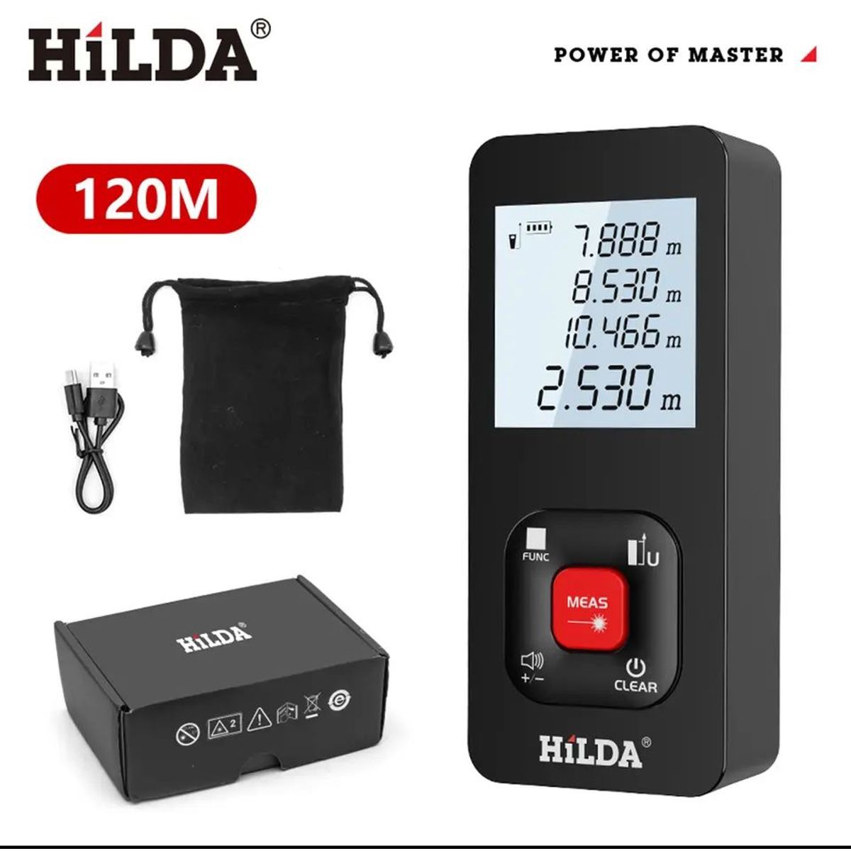 HILDA - MEDIDOR DE DISTANCIA  WINCHA  distanciometro HILDA RECARGABLE 120 M