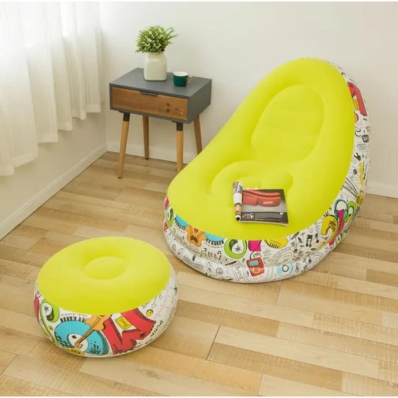 GENERICO - Puff Inflable Posapies Sillon Con Diseño Niños Hombres Mujeres Hogar