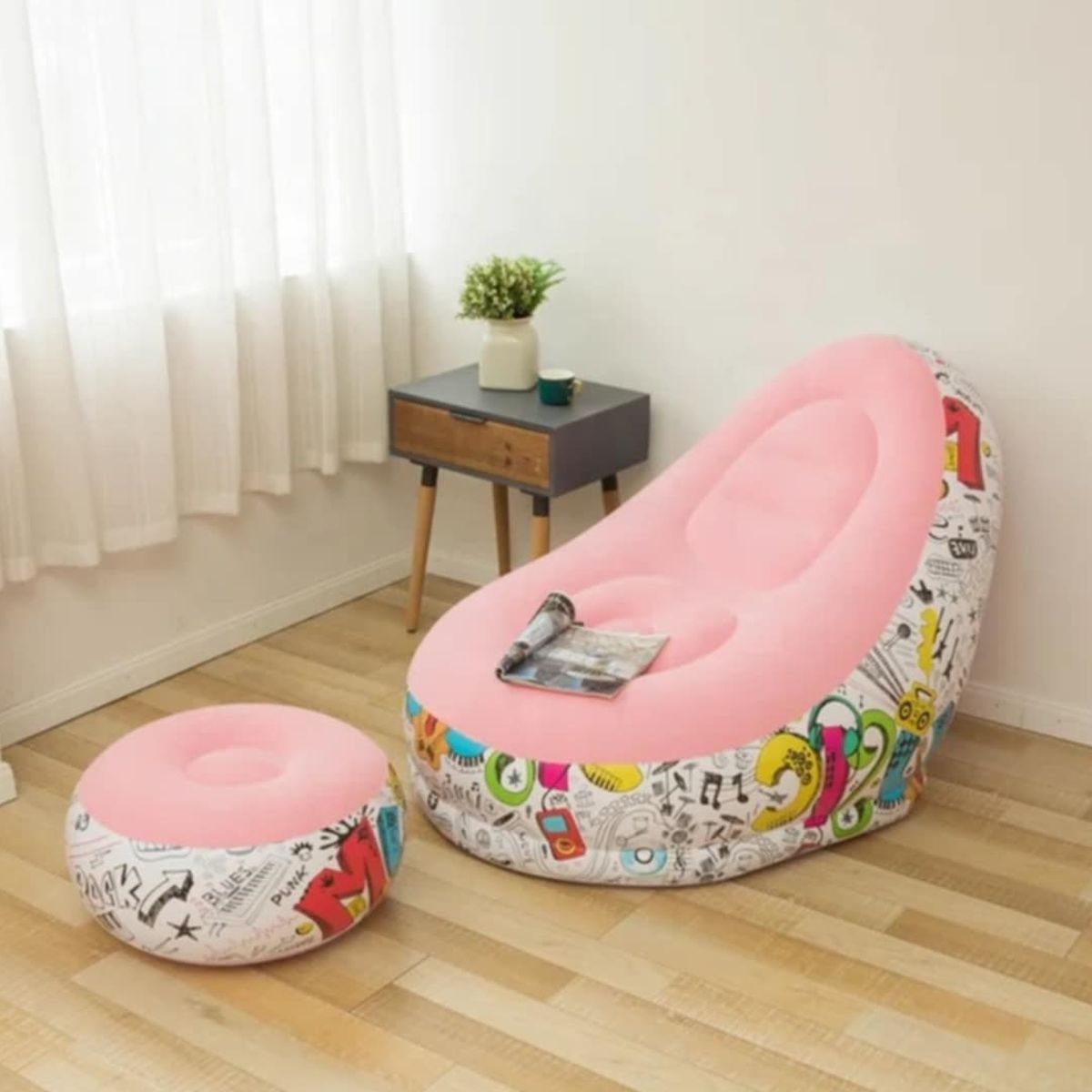 GENERICO - Puff Inflable Posapies Sillon Con Diseño Niños Hombres Mujeres Hogar