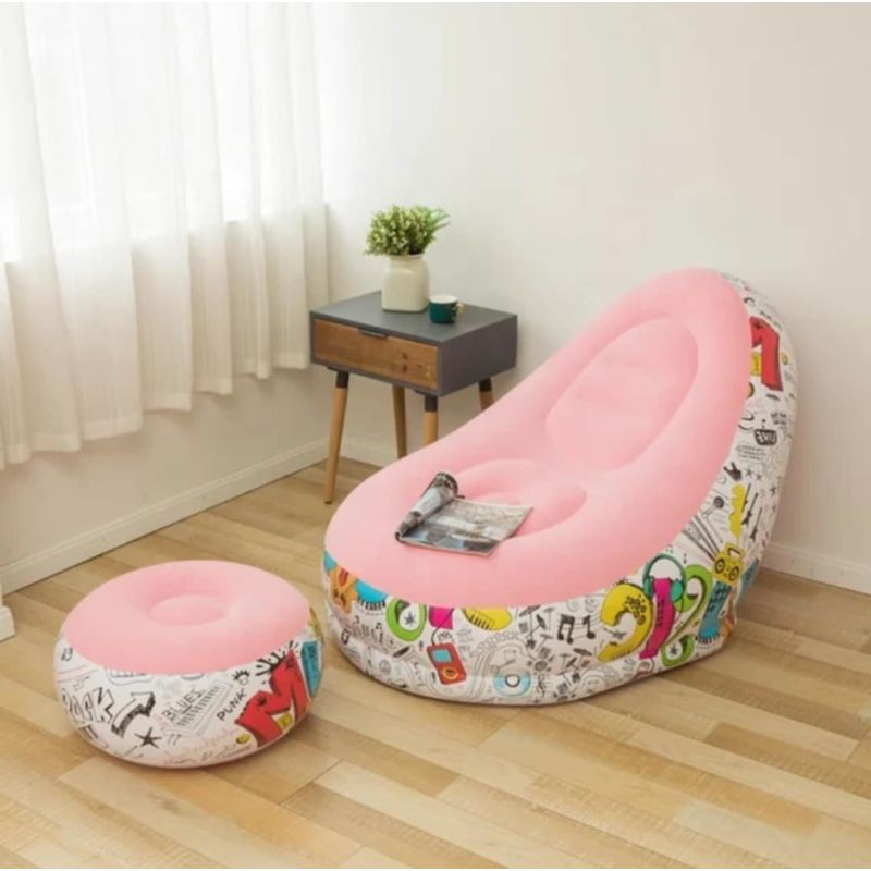 GENERICO - Puff Inflable Posapies Sillon Con Diseño Niños Hombres Mujeres Hogar