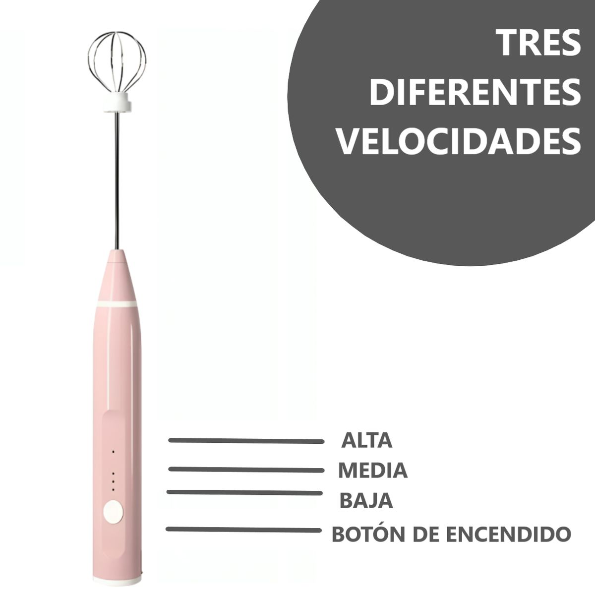 GENERICO - Mini batidora Rosado Eléctrica portátil - café leche huevo