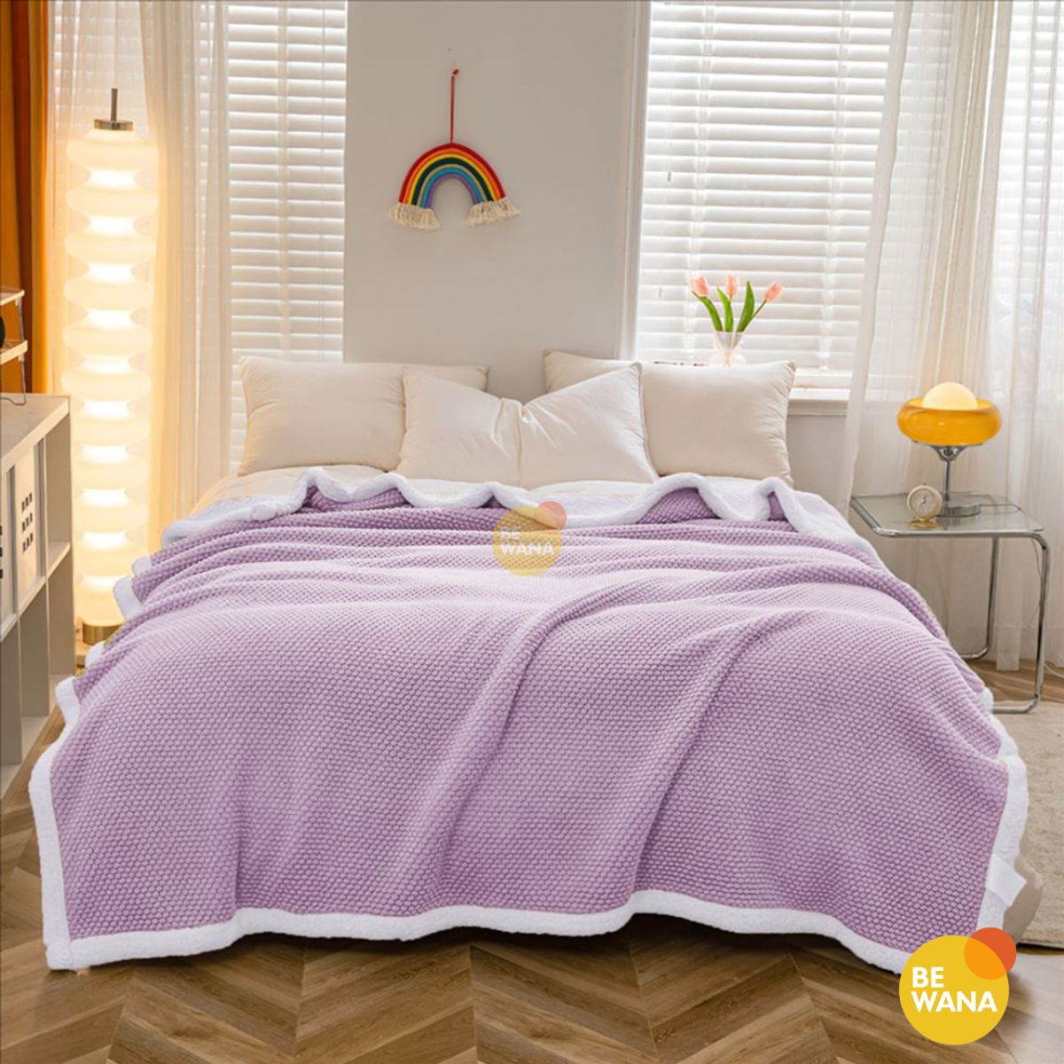 CASATEX - Manta Antialérgica Carnero Alto Relieve Lujo QUEEN LILA