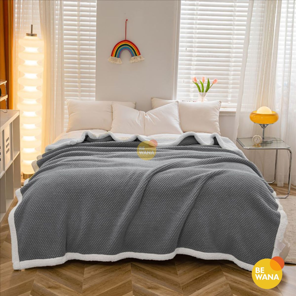 CASATEX - Manta Antialérgica Carnero Alto Relieve Lujo QUEEN Gris