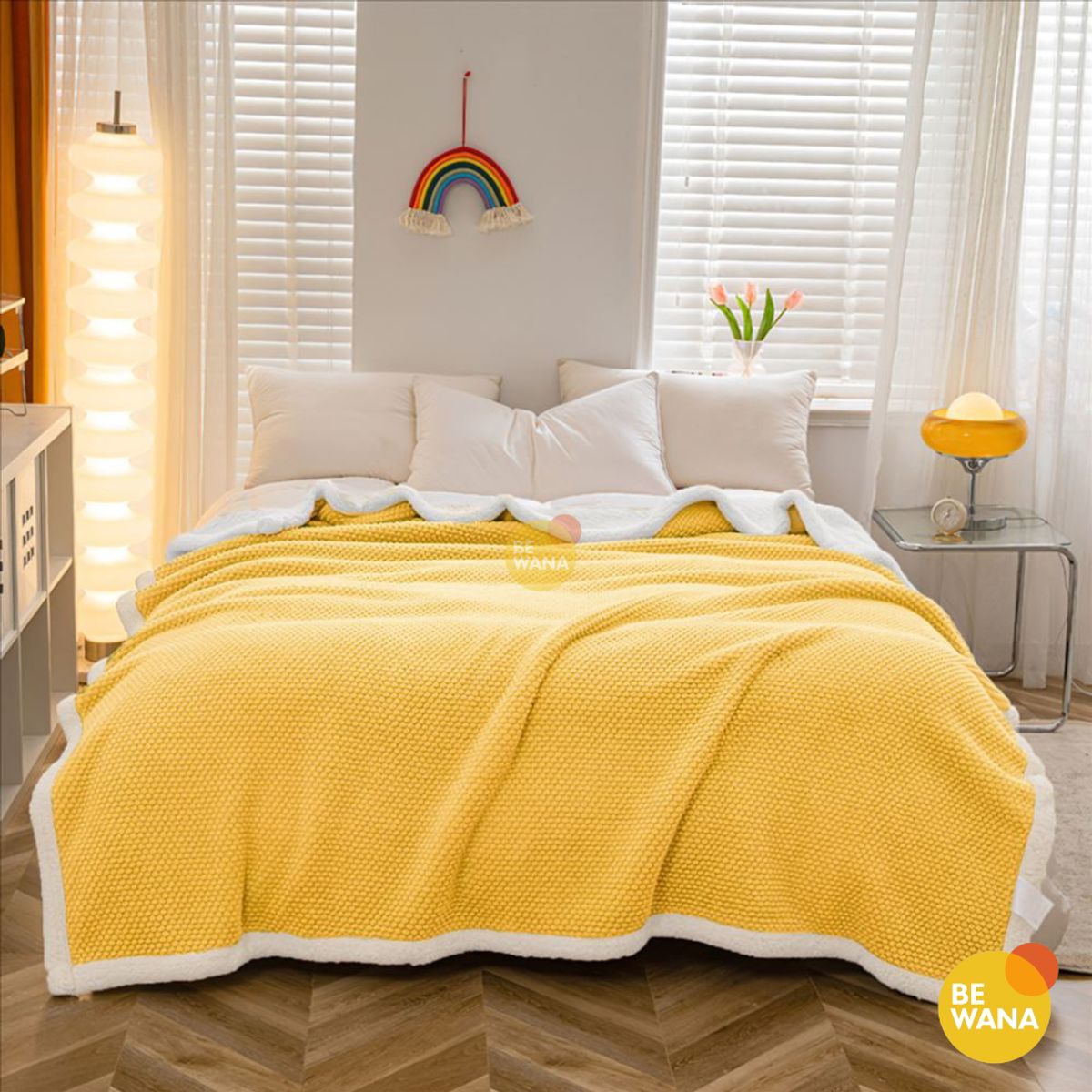 CASATEX - Manta Antialérgica Carnero Alto Relieve Lujo QUEEN YELLOW