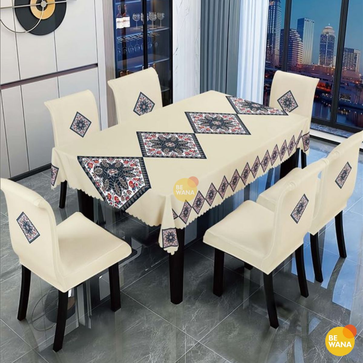 CASATEX - Mantel de Mesa y Fundas Para 6 Sillas de Tela 152 x 228cm