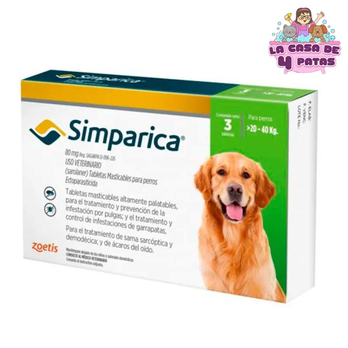 SIMPARICA - Simparica de 20 a 40 kg x 3 Pastillas