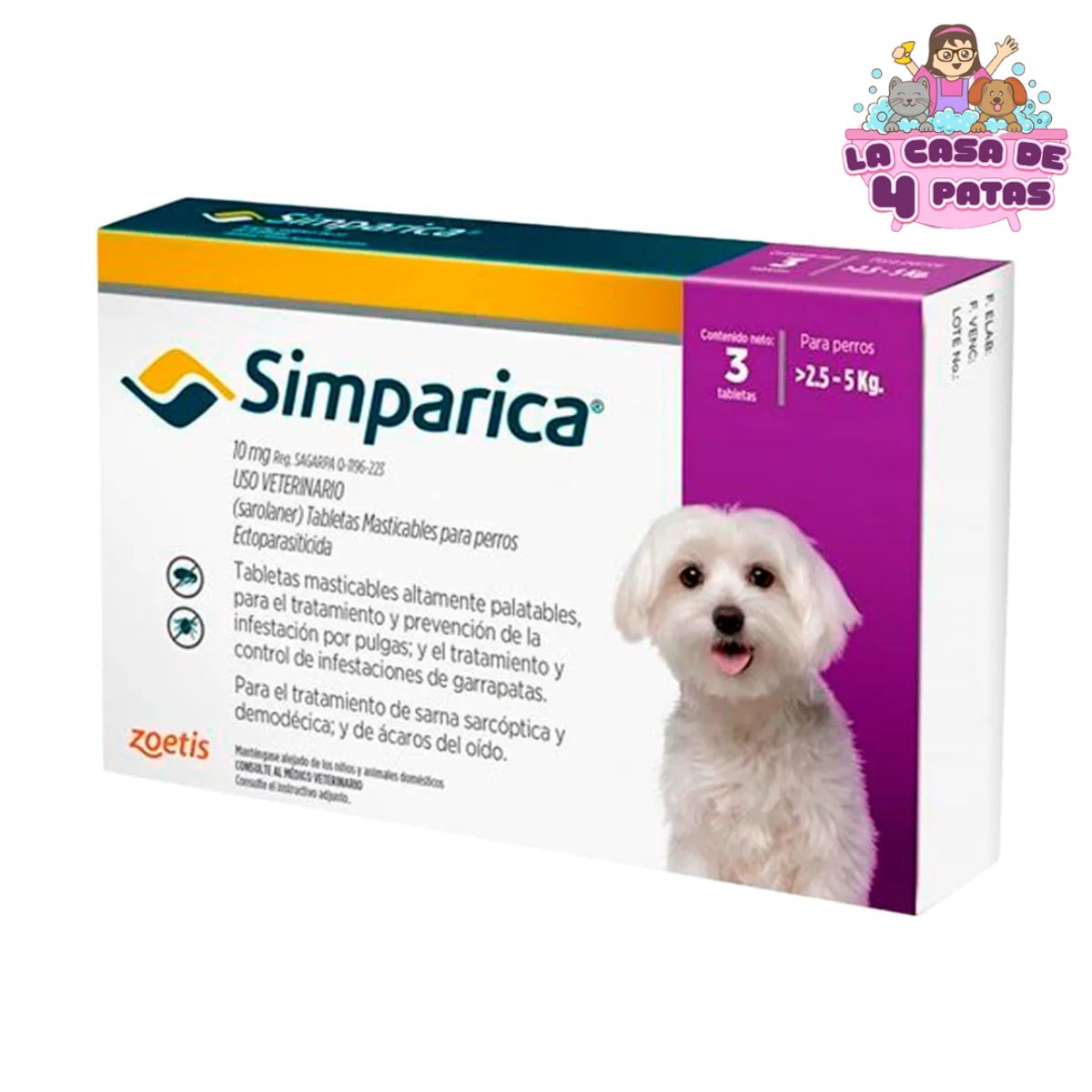 SIMPARICA - Simparica de 2.5 - 5  kg x 3 Pastillas