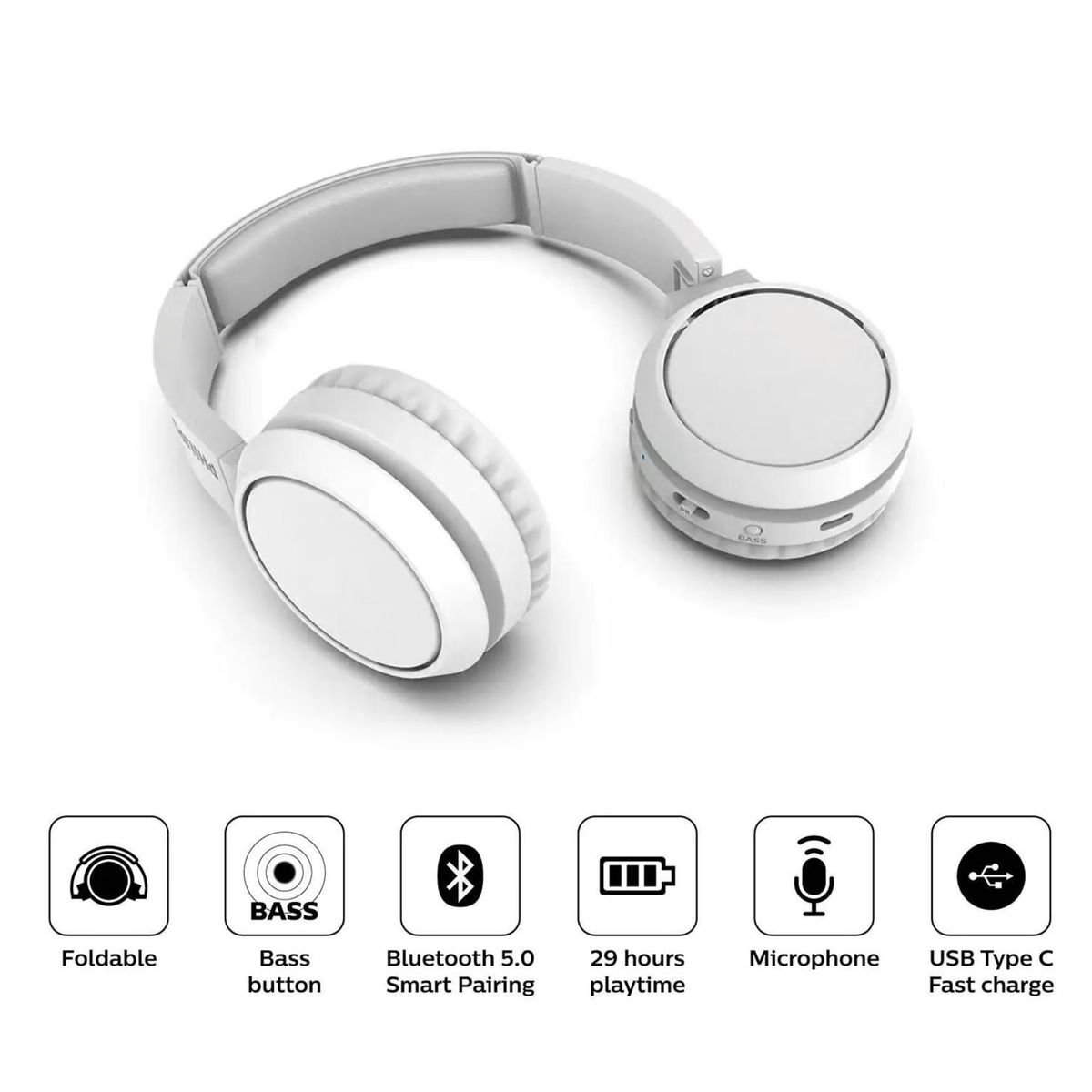 PHILIPS - Audífono PHILIPS TAH4205 On Ear con Micrófono Bluetooth 5.0