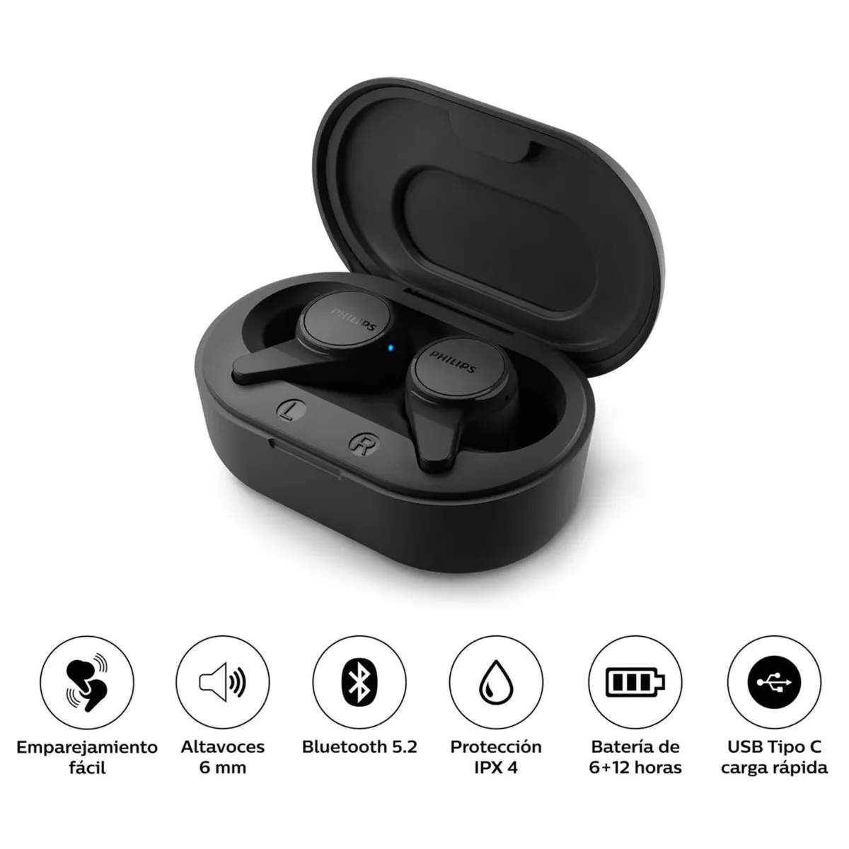 PHILIPS - Audífonos Bluetooth Philips TAT1207 True Wireless Negro