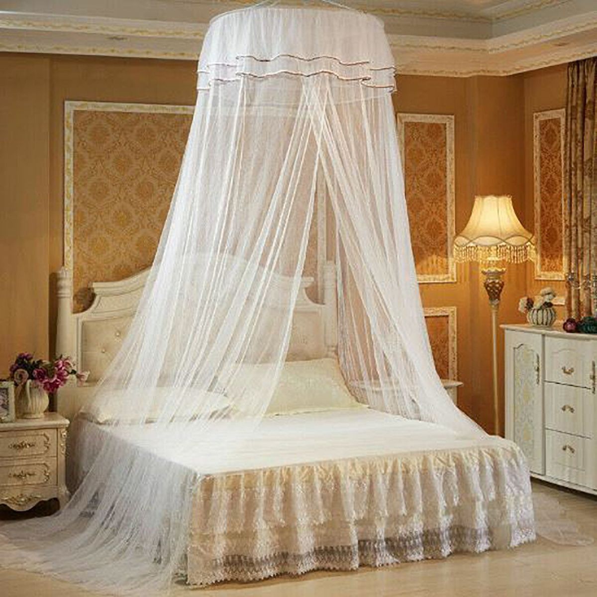 GENERICO - Mosquitero Queen 3 plazas Princes en blanco
