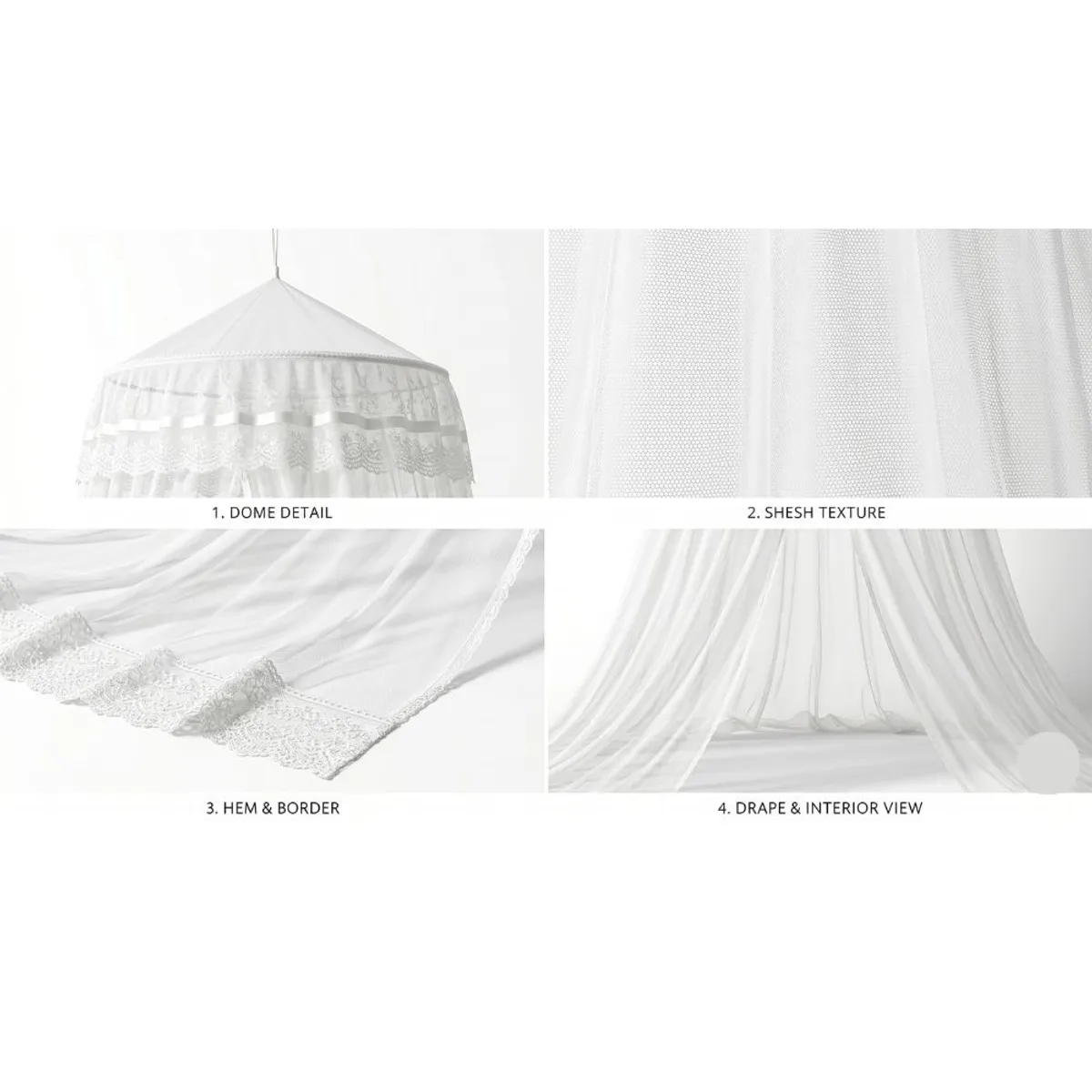 GENERICO - Mosquitero Queen 3 plazas Princes en blanco