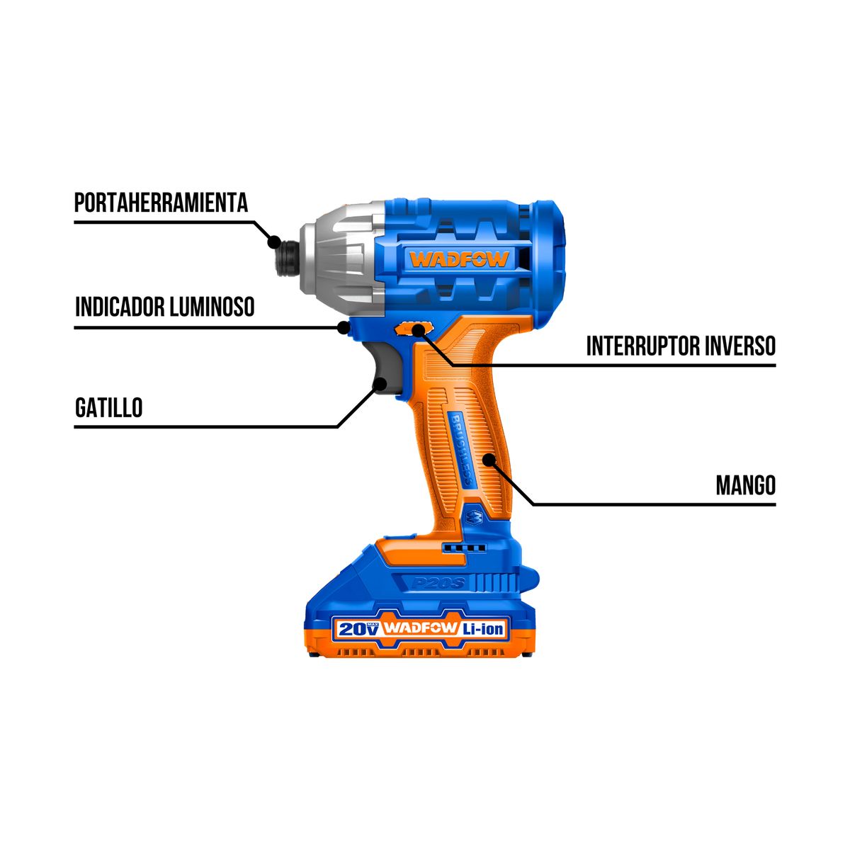 GENERICO - Atornillador de impacto + 2 baterias y cargador Wadfow