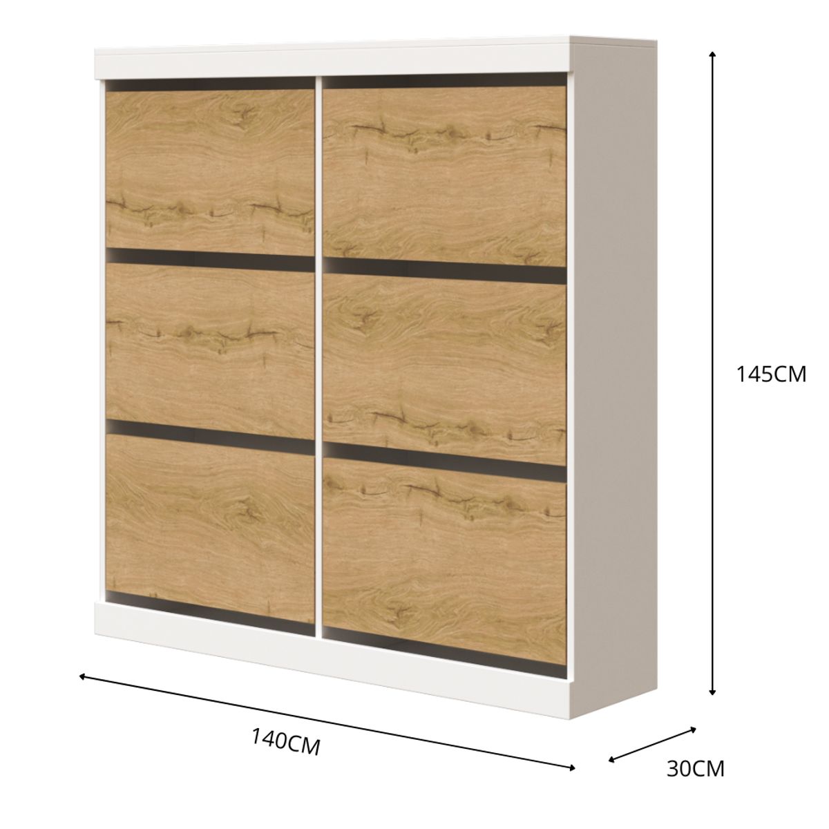 MUEBLES MACRUMO - Zapatera de 6 divisiones con puertas abatibles- color Tribeca
