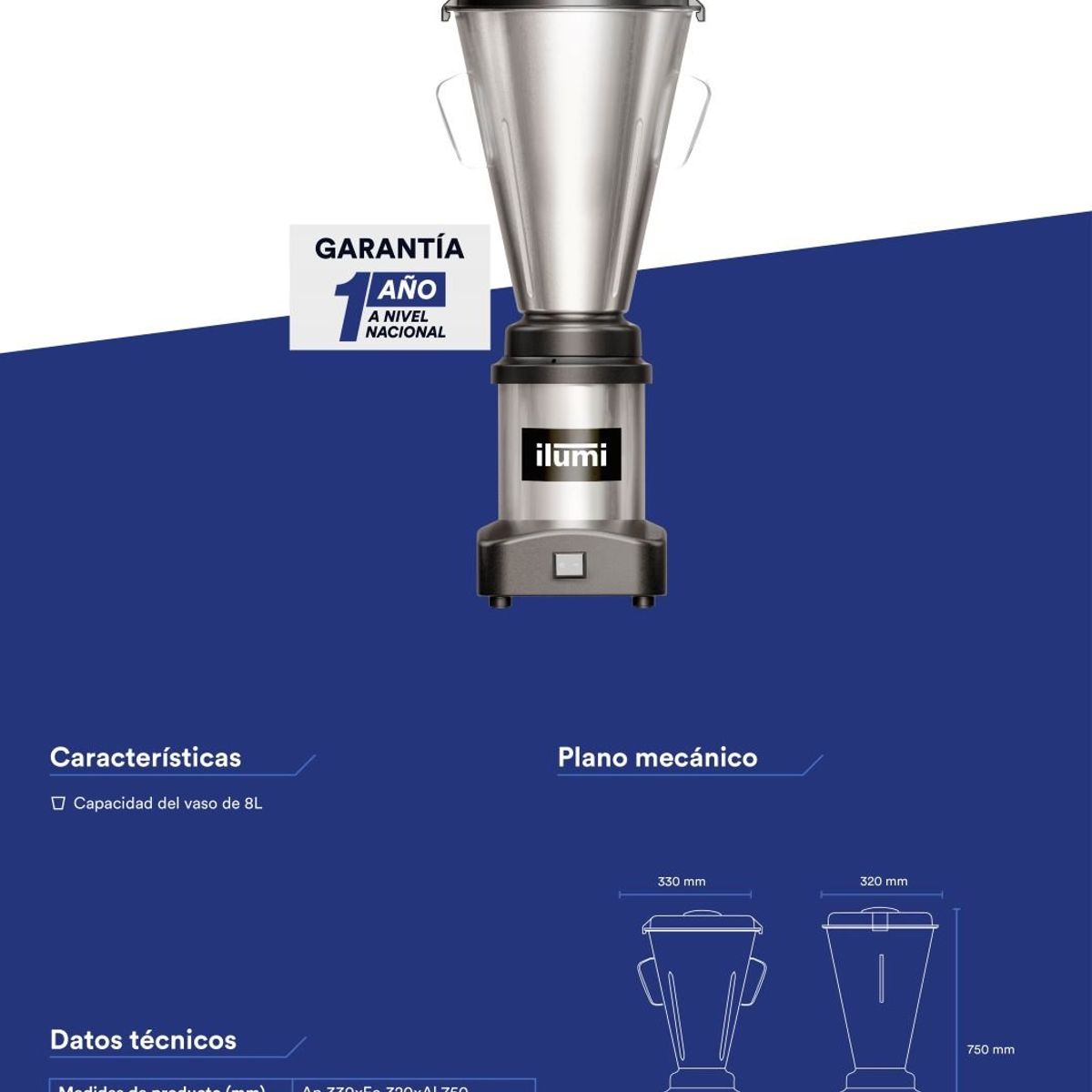 ILUMI - Licuadora Ilumi con Capacidad de 8L
