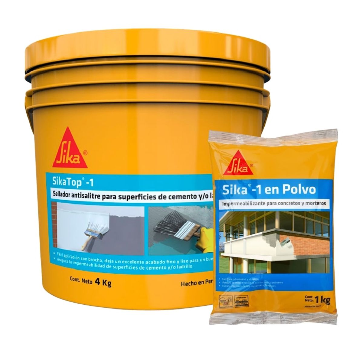 SIKA - Pack revestimiento anti salitre para paredes sikatop 1 4kg + Sika 1